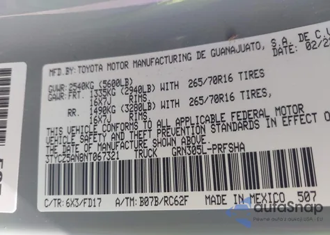 2022 Toyota Tacoma Trd Off Road z USA, uszkodzony, nr VIN 3TYCZ5AN8NT067321